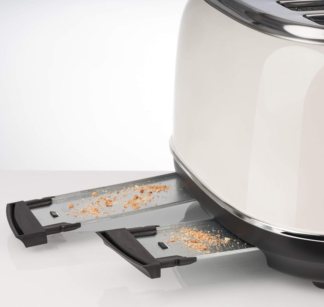 Korona 21676 Retro-Toaster | 4-Scheiben-Toaster | Creme | 6-stufige Röstgrad-Einstellung und zusätzl