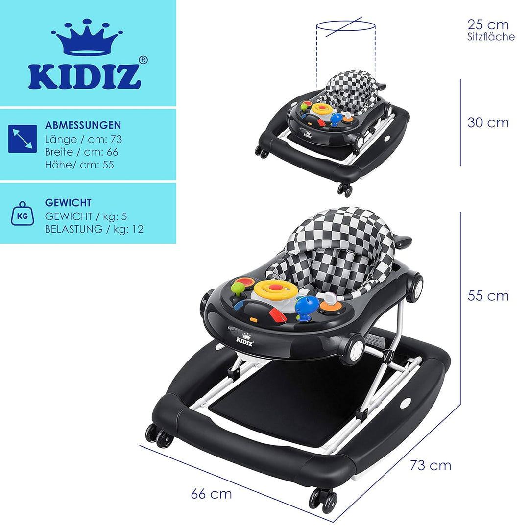 KIDIZ® 4in1 Lauflernhilfe Babywalker Spiel- und Lauflernwagen Gehfrei - Schaukelfunktion Babywippe m