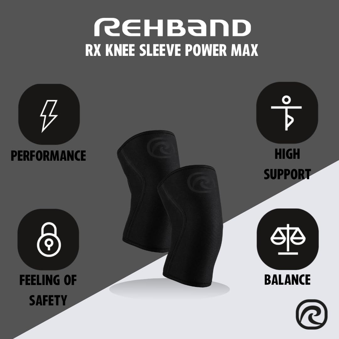 Rehband Power Max Kniebandage Kraftsport 7mm SBR/Neopren, wettkampfgeeignet, Knee Sleeves für Bodybu