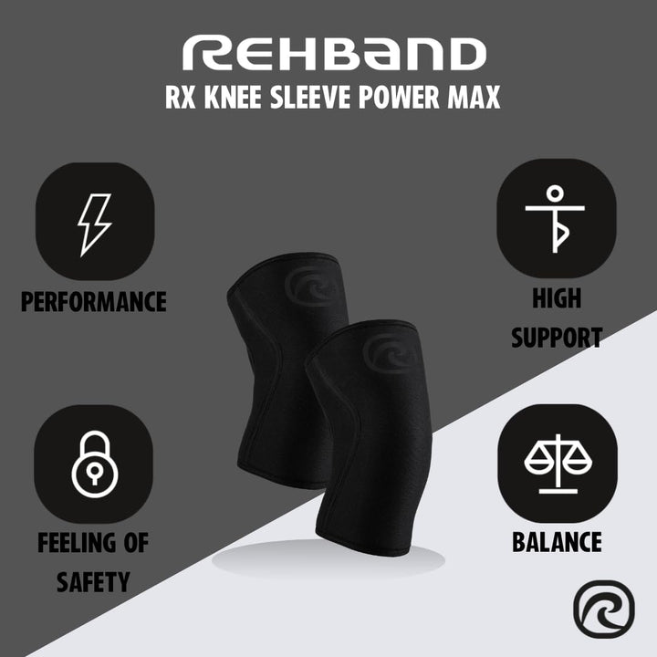 Rehband Power Max Kniebandage Kraftsport 7mm SBR/Neopren, wettkampfgeeignet, Knee Sleeves für Bodybu