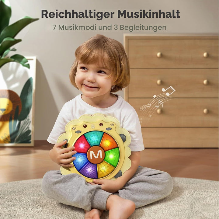 TUMAMA KIDS Musikalisches Baby Musikalische Trommel Spielzeug Set, Ton und Licht, Musikinstrumente S