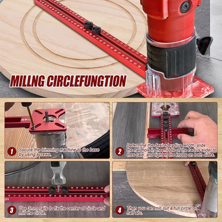 4-in-1 Aluminiumlegierung Fräszirkel Router Fräsen Nut Halterung Einstellbare Oberfräse Schablone Al