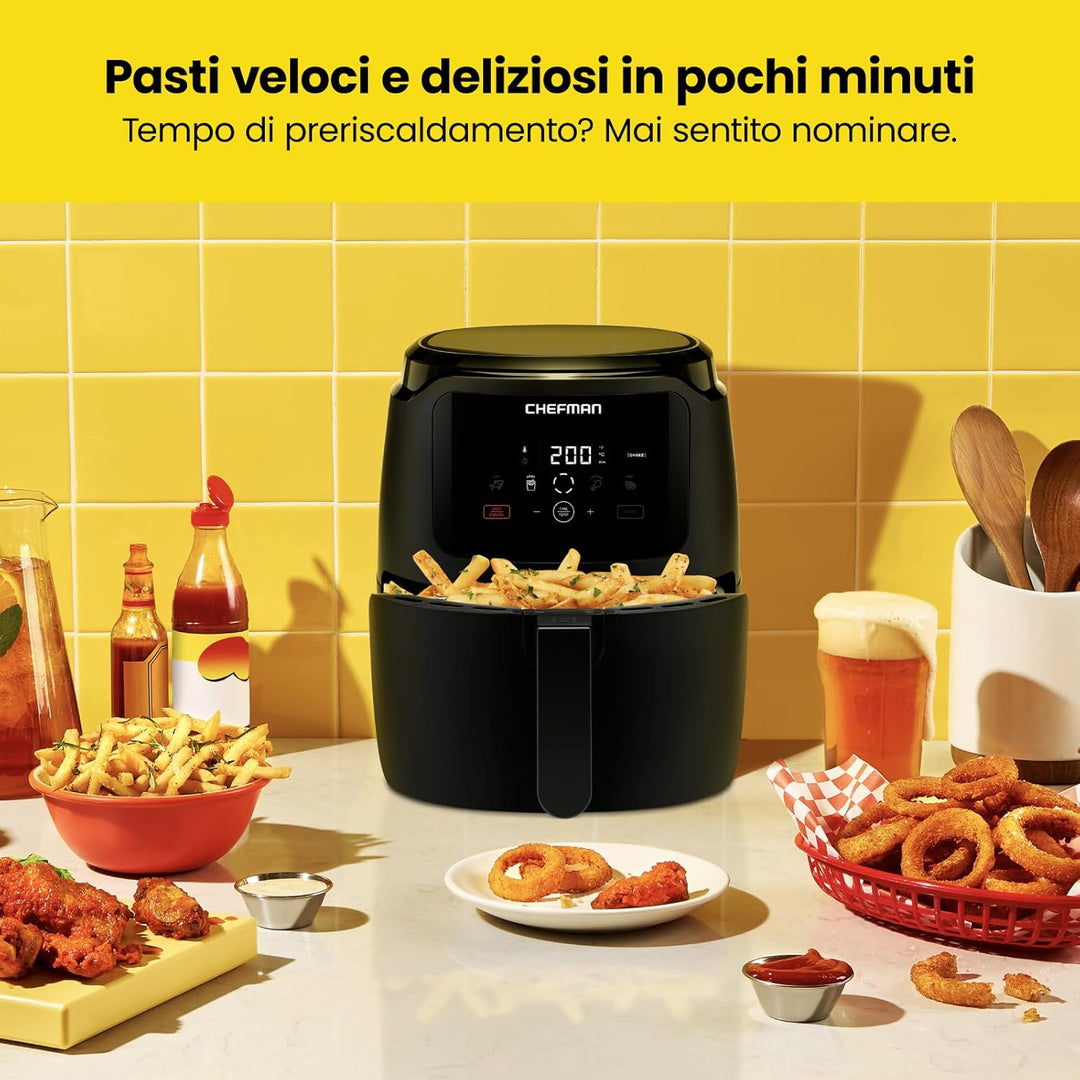Chefman Digitale Heissluftfritteuse, 4.75 Liter Familiengrösse, One Touch Steuerung, Pommes, Hähnche