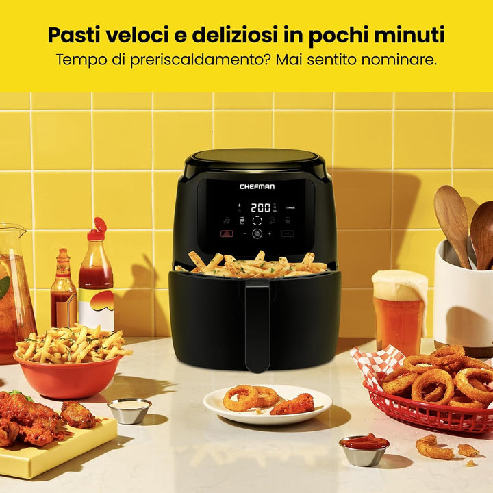 Chefman Digitale Heissluftfritteuse, 4.75 Liter Familiengrösse, One Touch Steuerung, Pommes, Hähnche