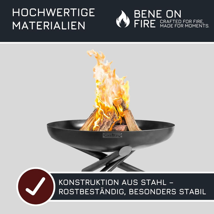 BENE ON FIRE Feuerschale Ø 60 cm rund | Feuerkorb Idaho aus robustem Stahl | Feuerstelle Garten Terr