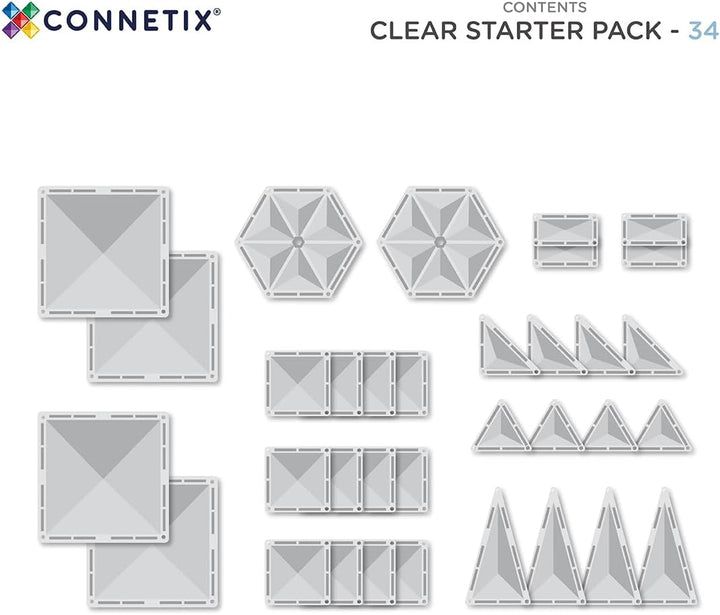 CONNETIX Magnetbausteine Klar Starterpaket, 34 Stück