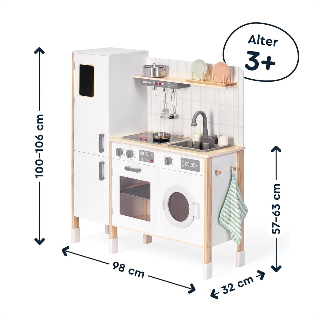 Holzküchenmeister-Küchenzeile mit Spüle, 180 Grad, drehbarem Wasserhahn, Höhenverstellbarer Spielset