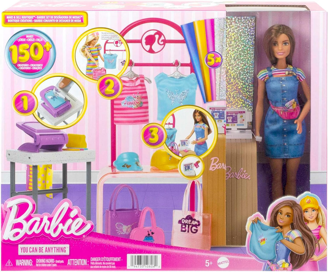 BARBIE Mode-Boutique Spielset - Foliendesigns für Barbie-Puppe, über 150 originelle Looks, inklusive