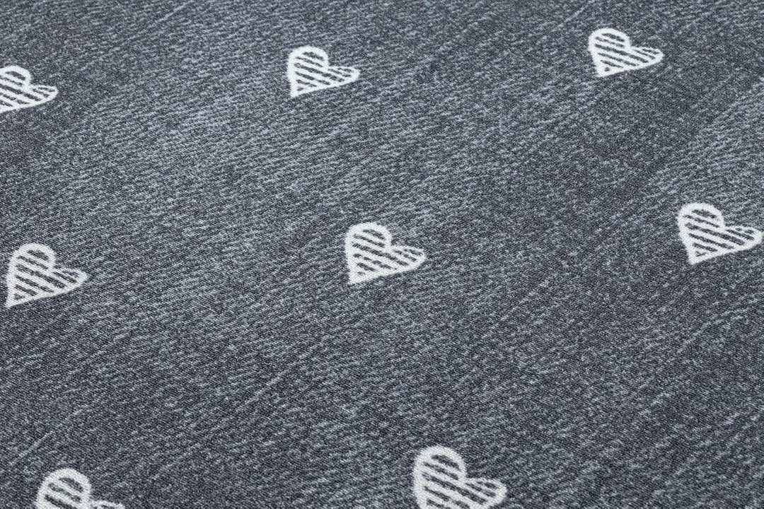 rugsx Teppich für Kinder Hearts Jeans, Vintage Herzen - grau Kreis 133 cm HEARTS grau kreis 133 cm,