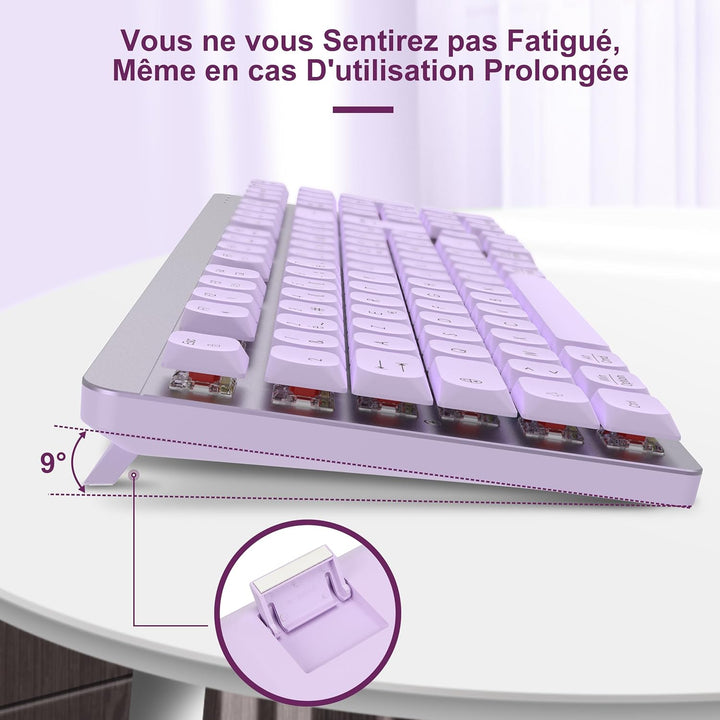 LeadsaiL Mechanische Tastatur, kabellos, FA98 Low Profile, Tastatur und Maus mit rotem Schalter, fra