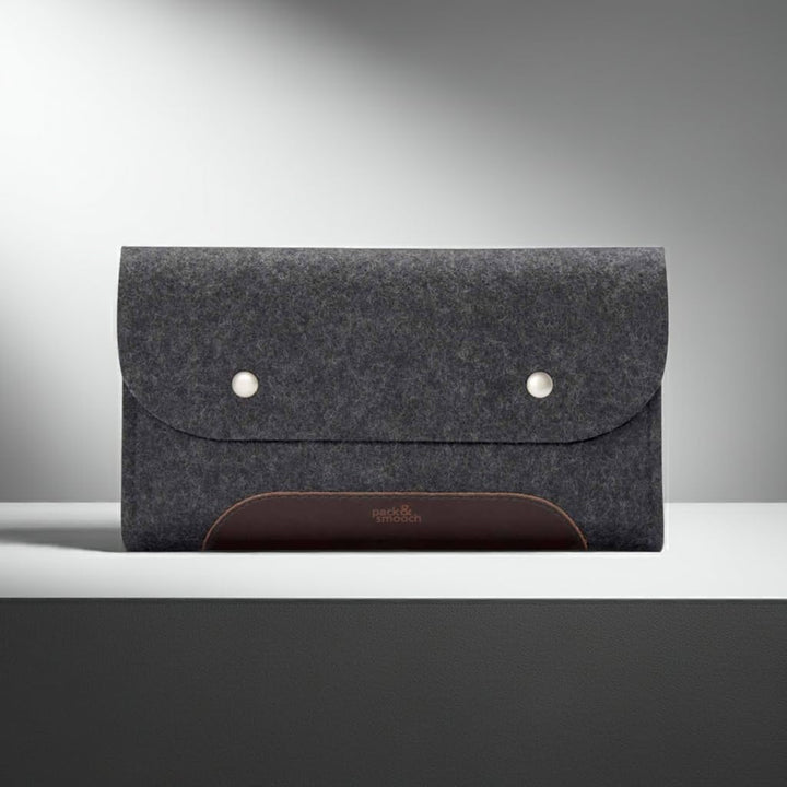 Pack & Smooch MacBook iPad Pro Zubehör Und Kabel Tasche 100% Wollfilz Und Pflanzlich Gegerbtes Leder