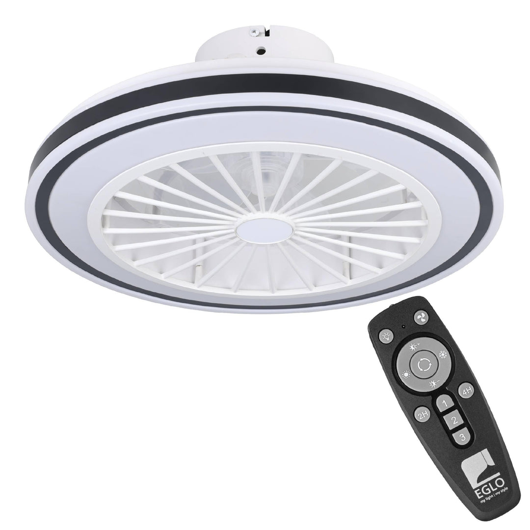 EGLO Deckenventilator mit LED Beleuchtung Almeria, Ventilator Decke dimmbar mit Fernbedienung, Timer