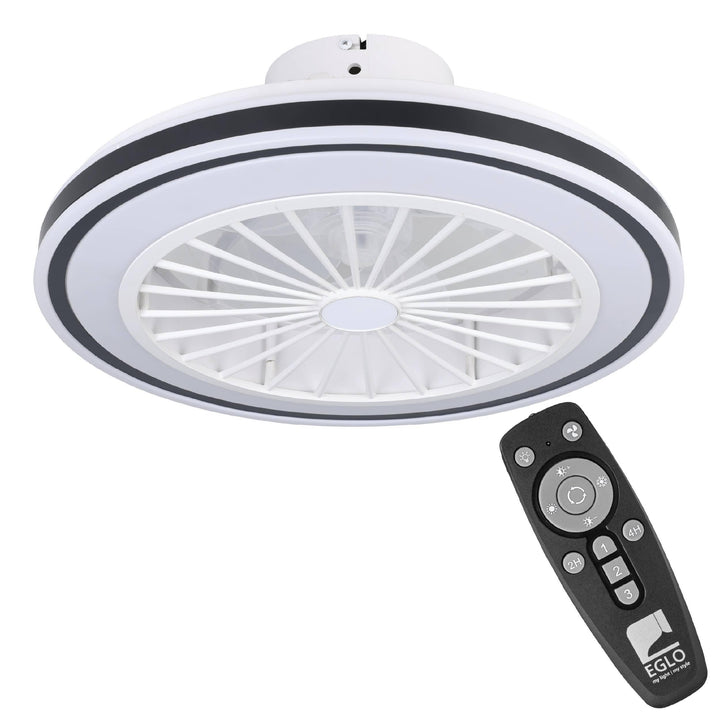 EGLO Deckenventilator mit LED Beleuchtung Almeria, Ventilator Decke dimmbar mit Fernbedienung, Timer