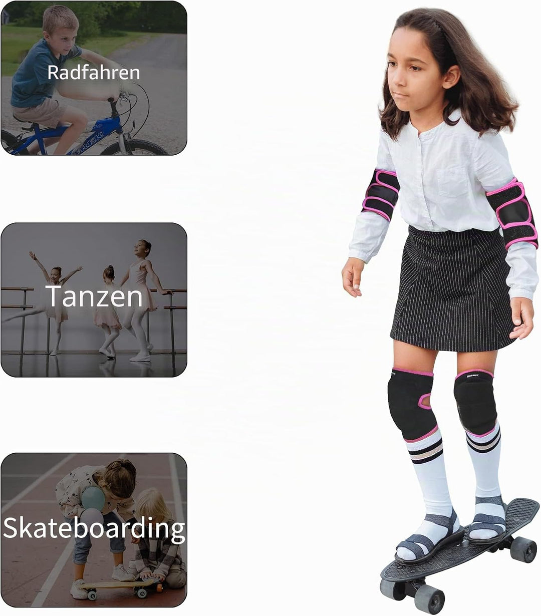 ONTYZZ Kinder Knieschützer Jungen Mädchen Einstellbar Weich Knieschoner mit Verdickten SBR Pad Guard