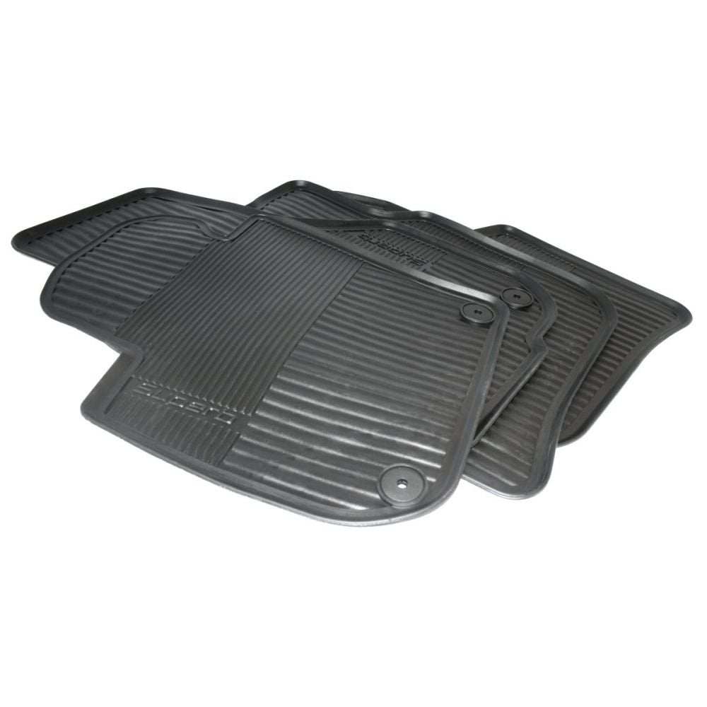 Skoda 3T1061550 Gummi Fussmatten 4X Gummimatten Original Allwettermatten schwarz mit Schriftzug