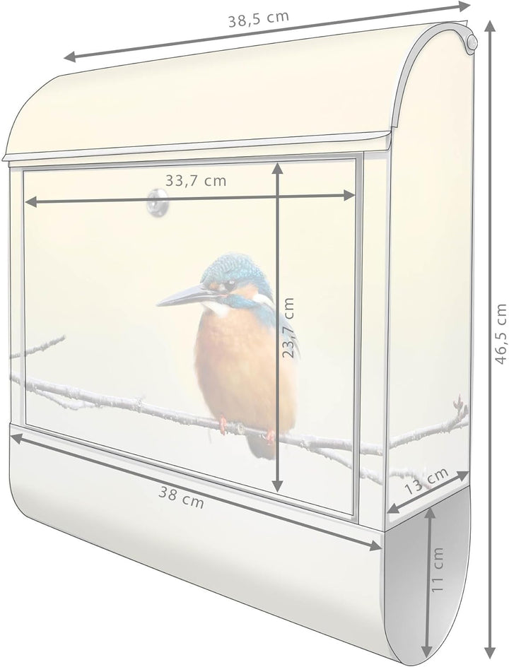 banjado® Design Briefkasten mit Motiv Pause 39x47x14cm &amp; 2 Schlüssel - Briefkasten Stahl Silber mit