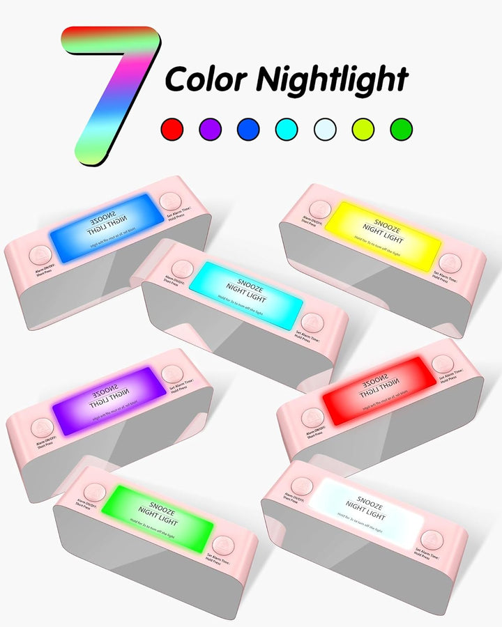 Super lauter RGB-Spiegelwecker mit Bettschütteler, vibrierender Wecker für schwere Schläfer, Hörgesc