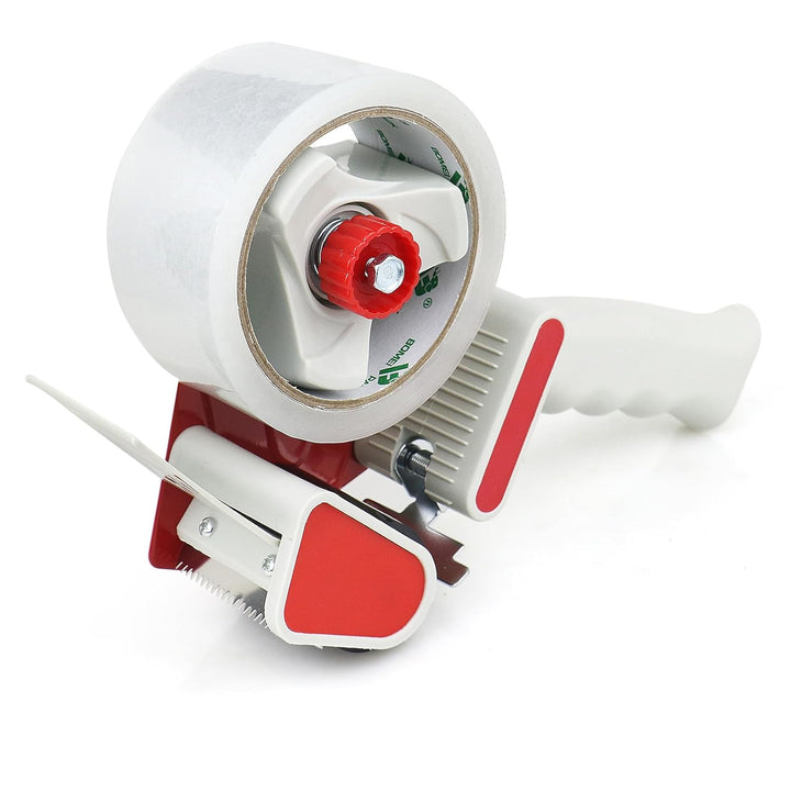 BOMEI PACK Paketklebeband 50 m x 48 mm - transparent - 2er Set mit Abroller - für Pakete und Karton