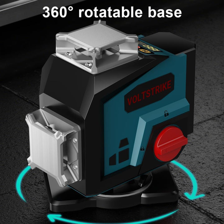 Kreuzlinienlaser Grün mit Stativ, VOLTSTRIKE 4D Laser Nivelliergerät mit 16 Linien, inklusive 2 leis