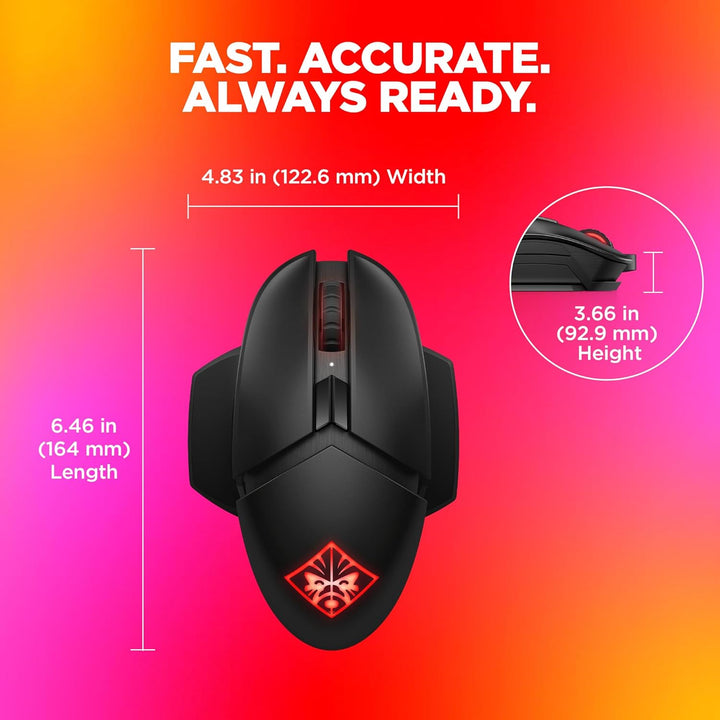 OMEN Photon Gaming Maus (kabellos, Qi Charging, bis zu 16.000 dpi, 11 programmierbare Tasten, RGB-Be