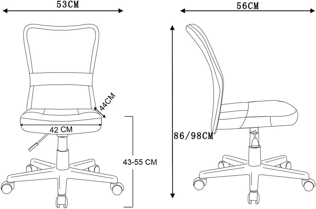 SixBros. Bürostuhl,Schreibtischstuhl, Drehstuhl für’s Büro oder Kinderzimmer, stufenlos höhenverstel
