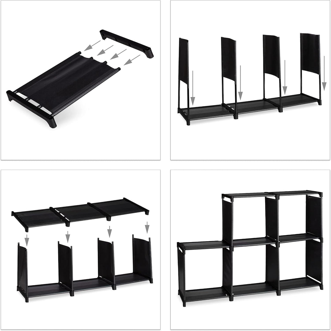 Relaxdays Stufenregal mit 6 Fächern, H x B x T: ca. 109 x 106 x 30 cm, einfaches Stecksystem, Raumte