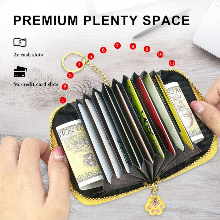 conisy Kartenetui Damen Leder,Süsse Kreditkartenetui mit RFID Schutz,Klein Reissverschluss Kartenhal