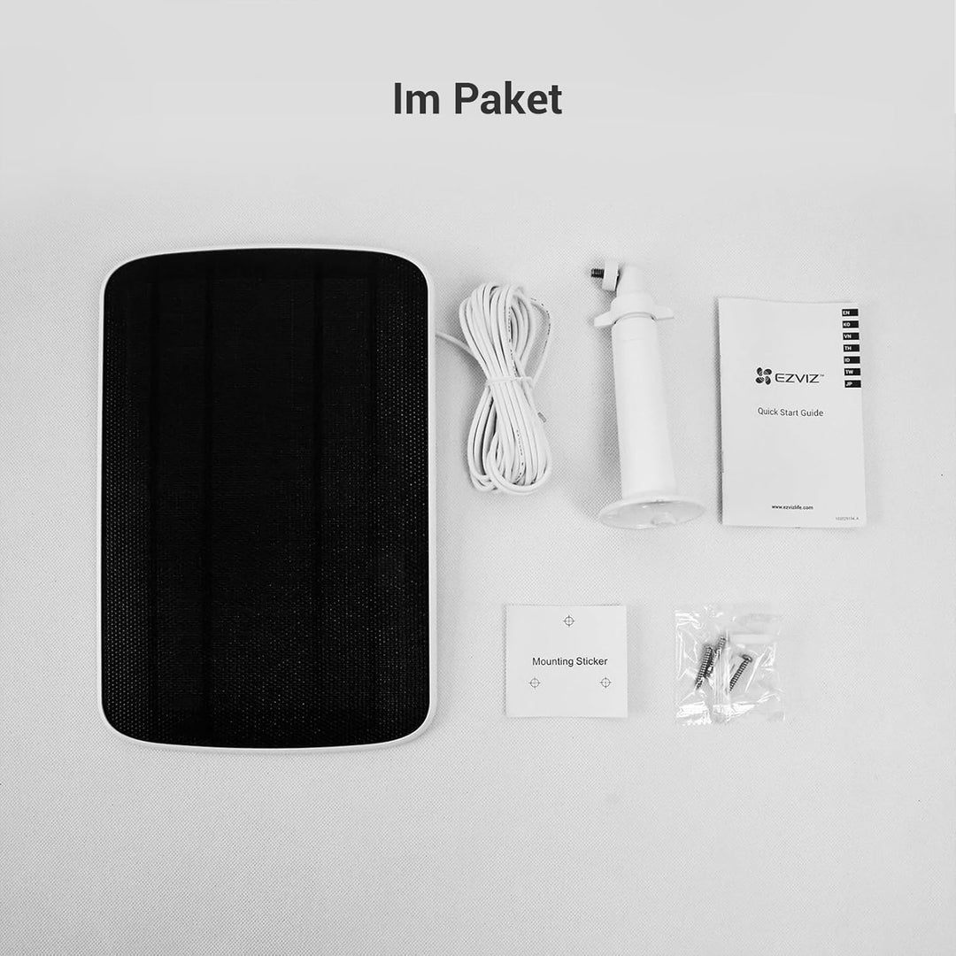 EZVIZ 6W Solarpanel mit Typ-C-Anschluss, Stromversorgung für Überwachungskamera Akku Solar, Wasserdi