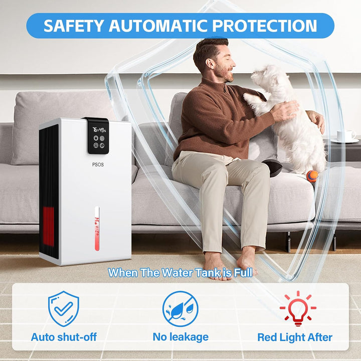 Luftentfeuchter, 2800ML Elektrischer Luftentfeuchter mit Ultra-Leise Automatischer Abschaltung, 7 Fa