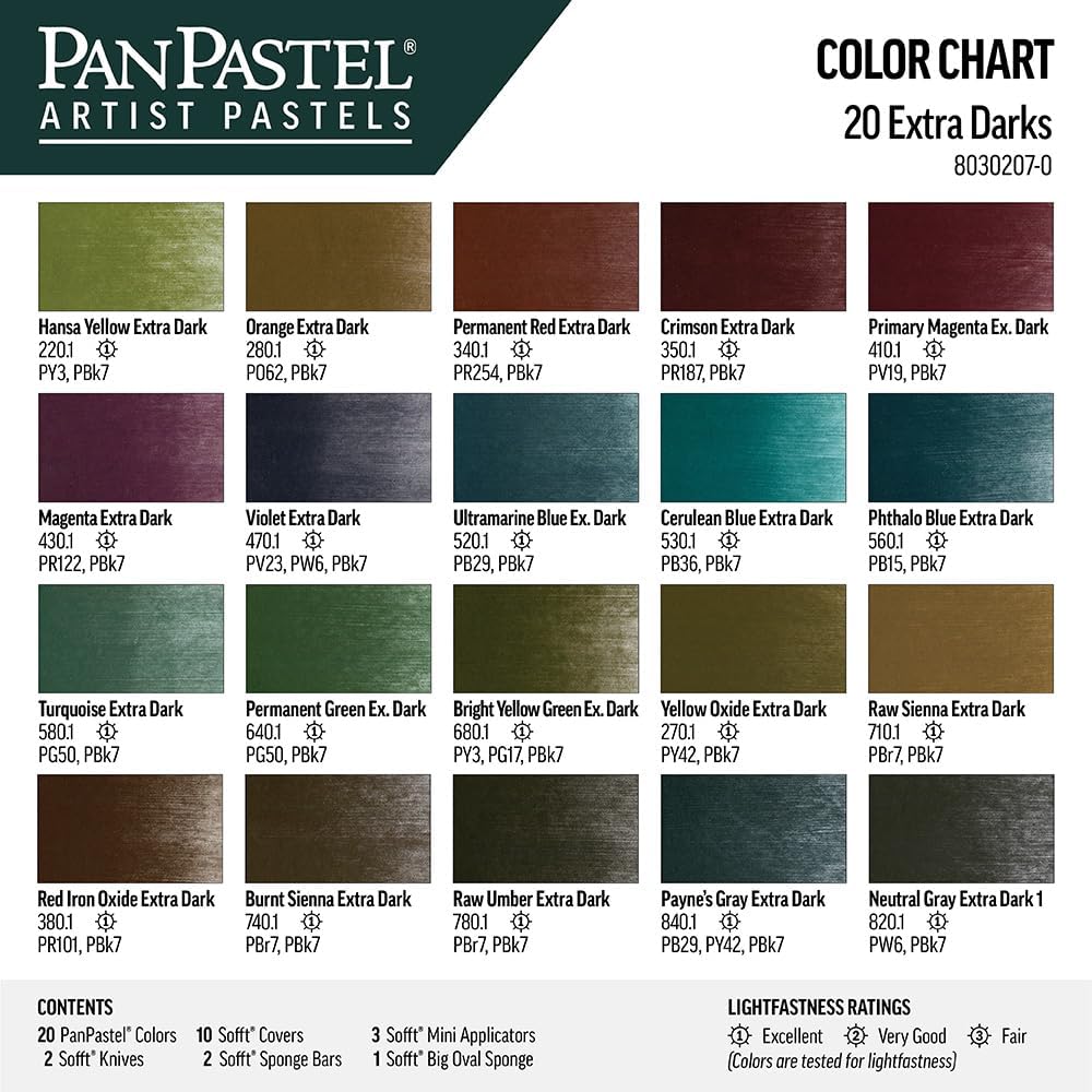 PanPastel Pastelle-Set mit 20 Farben, extra dunkle Schattierungen