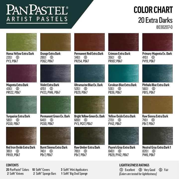 PanPastel Pastelle-Set mit 20 Farben, extra dunkle Schattierungen