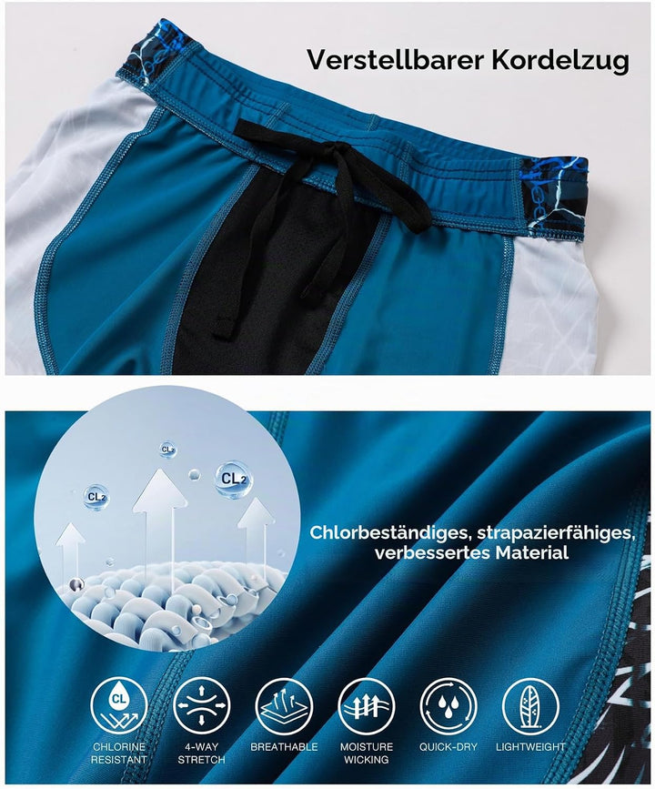 HUGE SPORTS Herren Splice Schwimmhose Kompression Jammer Lang Wilde Serie S Adler Blau, S Adler Blau