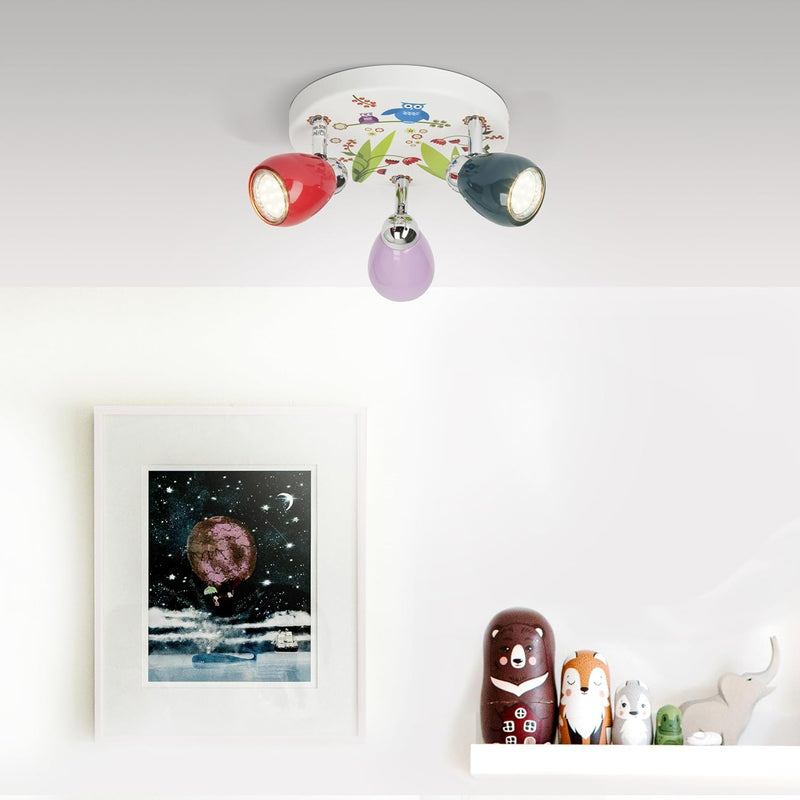 Lightbox LED Deckenstrahler mit warmweissem Licht - 3 flammiges Spotrondell für das Kinderzimmer mit