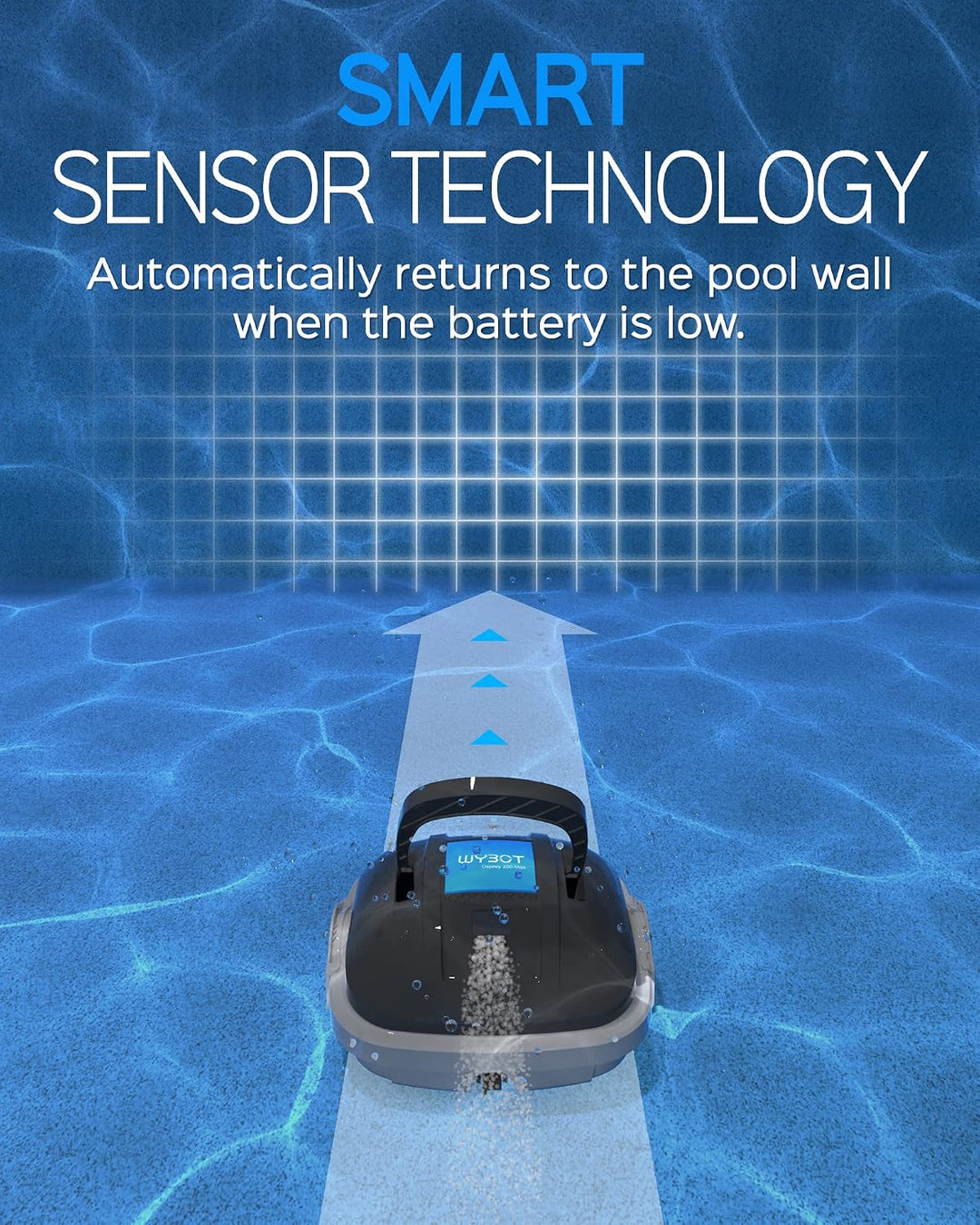 WYBOT Poolroboter Akku, Poolsauger für 100 Minuten Betriebsdauer, Auto-Parken, Starke Saugkraft, Zwe