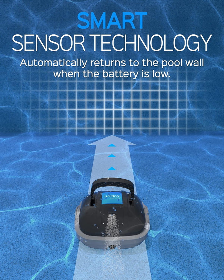 WYBOT Poolroboter Akku, Poolsauger für 100 Minuten Betriebsdauer, Auto-Parken, Starke Saugkraft, Zwe