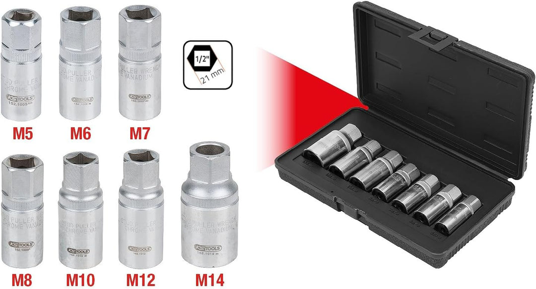 KS Tools 152.1101 Stehbolzen-Ausdreher-Satz, 7-tlg.