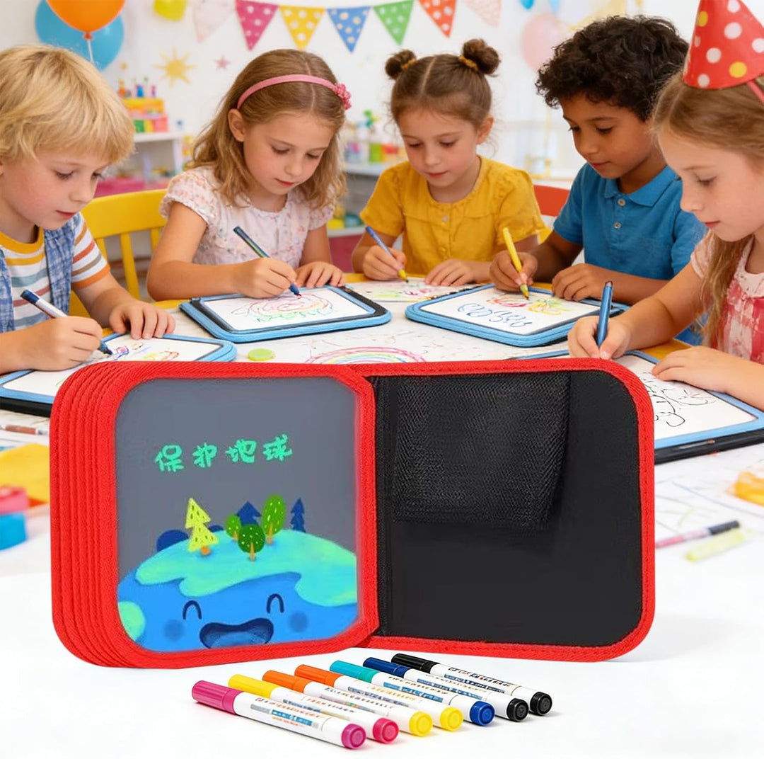 Wasserdichtes Buch für Kinder, wiederverwendbares Zeichen-Notizbuch-Set, 14 Seiten mit Stift-Zubehör