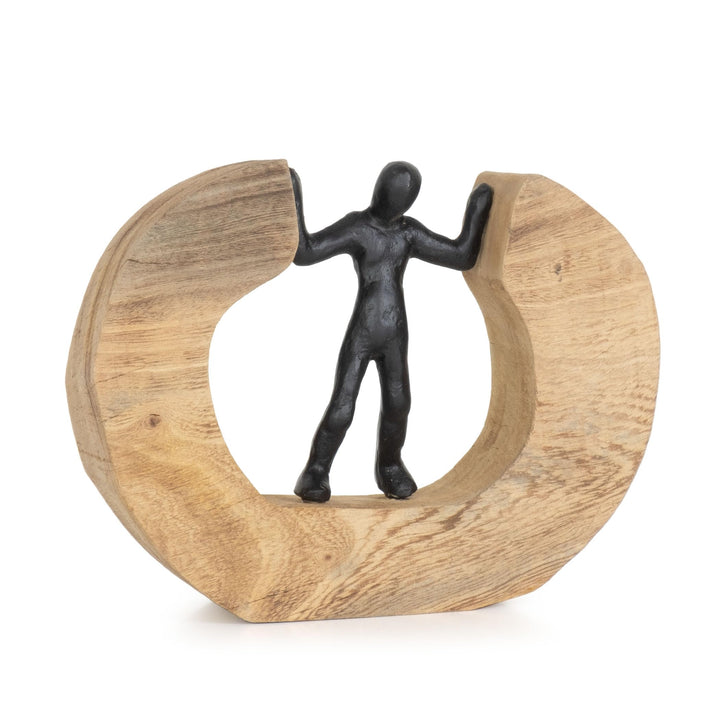 Moritz Skulptur I Streitschlichter I 22 x 7 x 17,5 cm I Holzdeko I Skulpturen Deko I Modern I Wohnzi