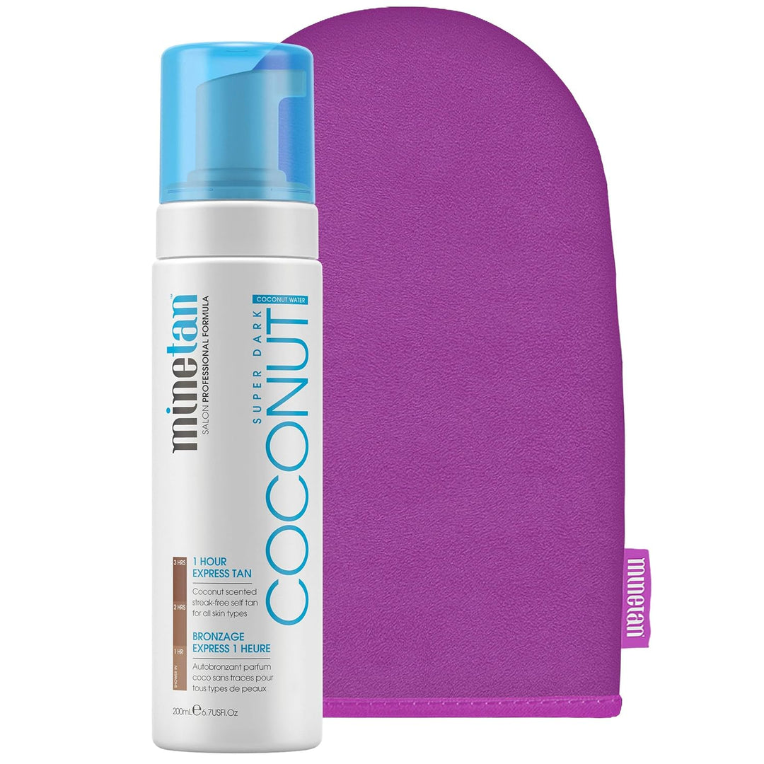 MINETAN BODY.SKIN Coconut Water Self Tan Foam and Bronze On Tanning Mitt Bundle