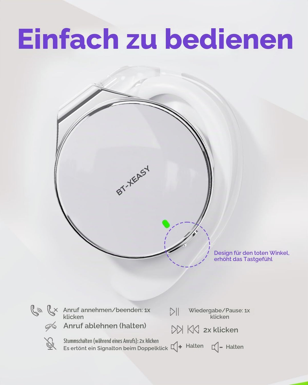 Micool On Ear Kopfhörer Bluetooth 5.4, Open Ear Kopfhörer Kabellos Geräuschunterdrückung, Wassertrop