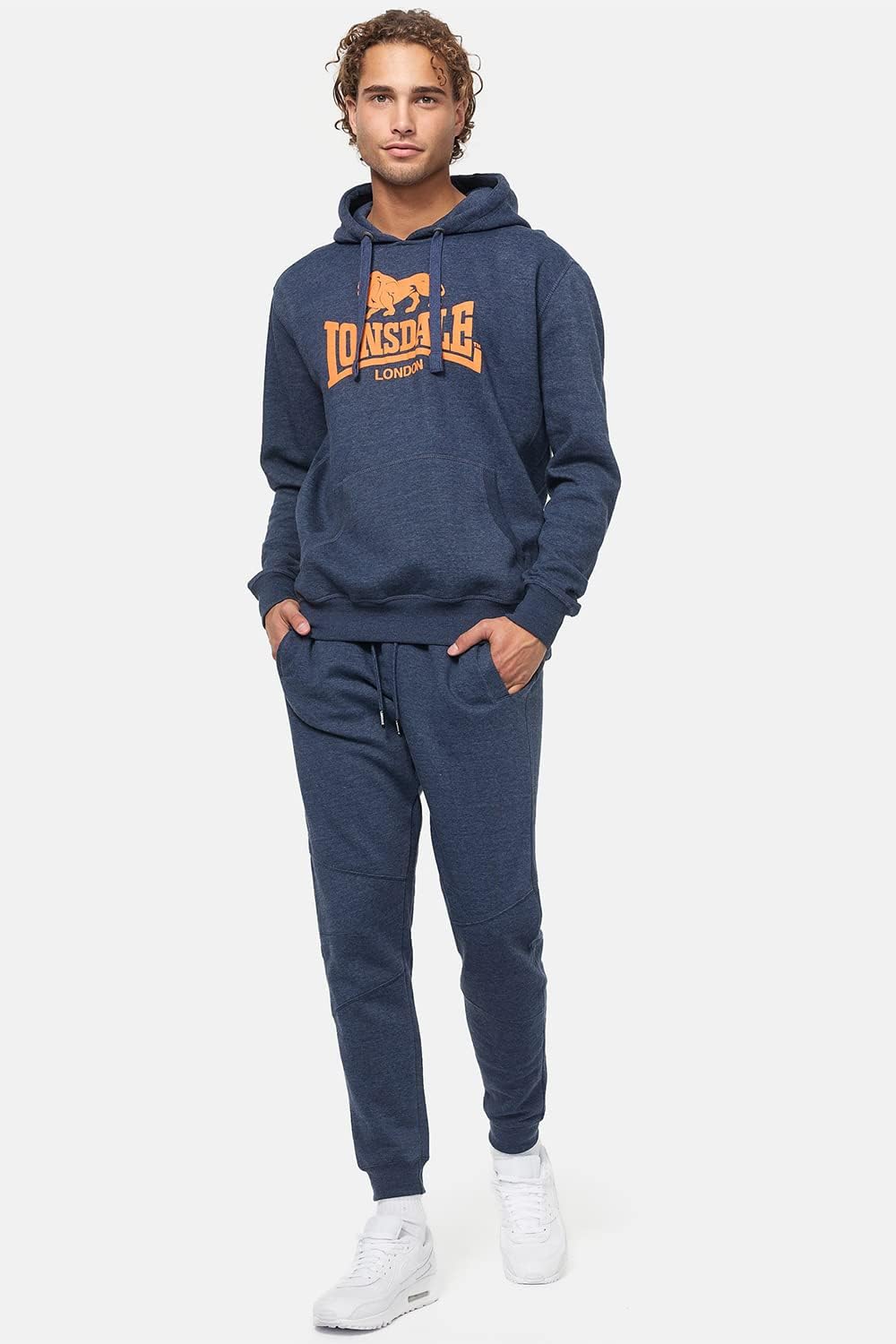 Lonsdale Herren Gledfield Sweatshirt L Marl Navy/Orange, L Marl Navy/Orange