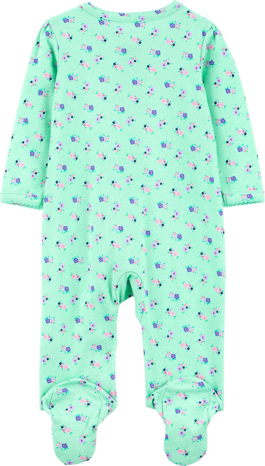 Simple Joys by Carter's Baby-Mädchen Sleepers (3er Pack) 0 Monate Marineblau Punkte/Minzgrün Floral/