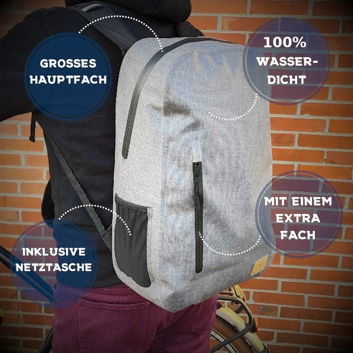 BYKLISTA NEU Fahrradtasche Rucksack wasserdicht + Laptopfach & eBook – Fahrradrucksack gross [21L] -