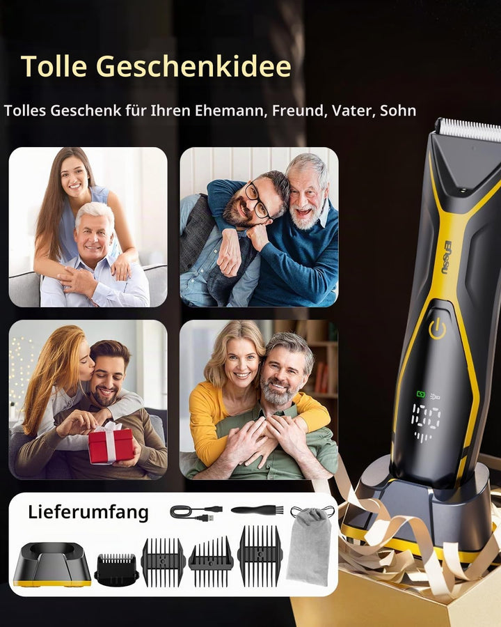 ENSSU Elektrischer intimrasierer mann, Type-C wiederaufladbar, Rasierer herren intimbereich mit LED-