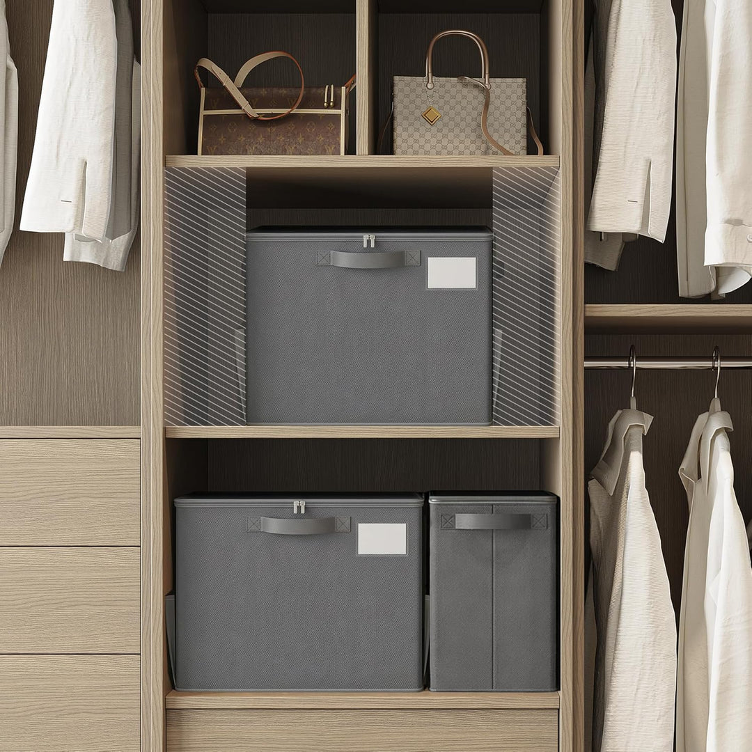 Varhomax Schuhorganizer-Box 2er-Set für Schrank | Stoff-Aufbewahrungsbox mit verstellbaren Trennwänd