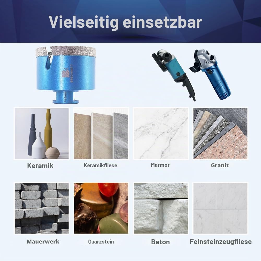 Diamant Fliesenbohrer 68mm - BRSCHNITT M14 Diamantbohrer Lochsäge für Fliesen Porzellan Keramik Marm