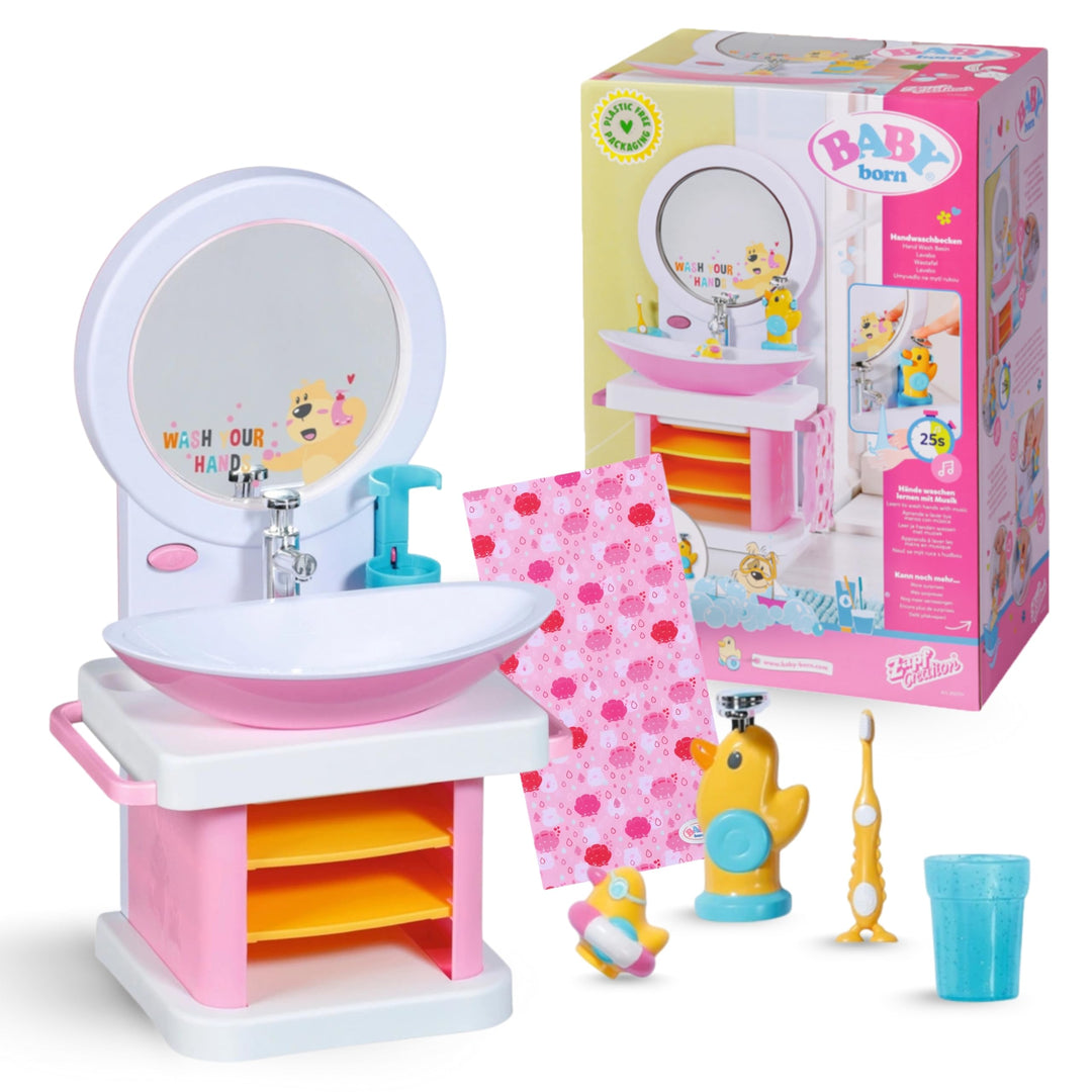 Zapf Creation 832707 BABY born Bath Waschtisch- interaktiver Puppenwaschtisch mit Licht- und Soundfu
