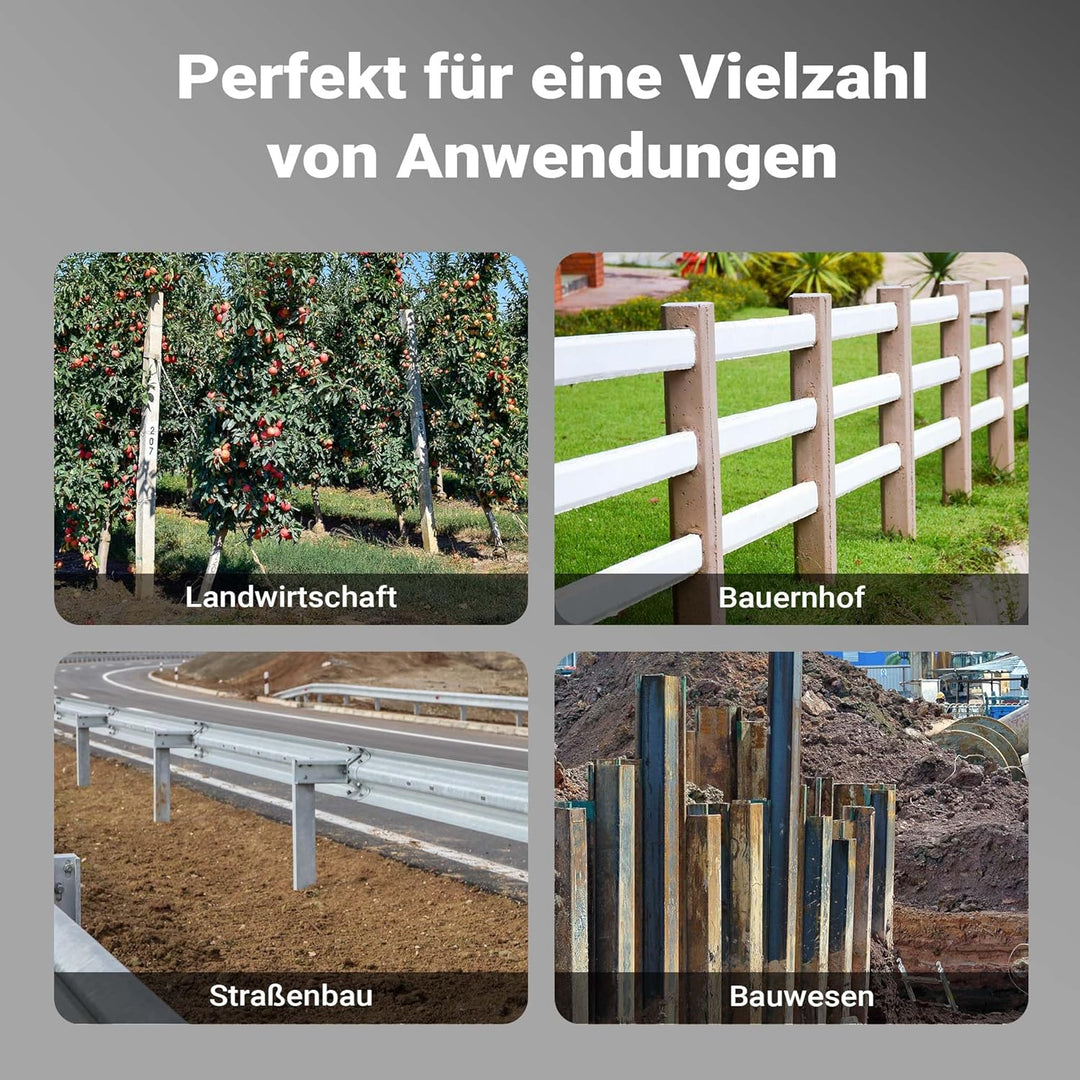 Wiltec Handramme Ø14 cm Zaunpfahlramme mit Handgriffe, Pfahlramme aus Stahl, Pfostenramme für Zaunba
