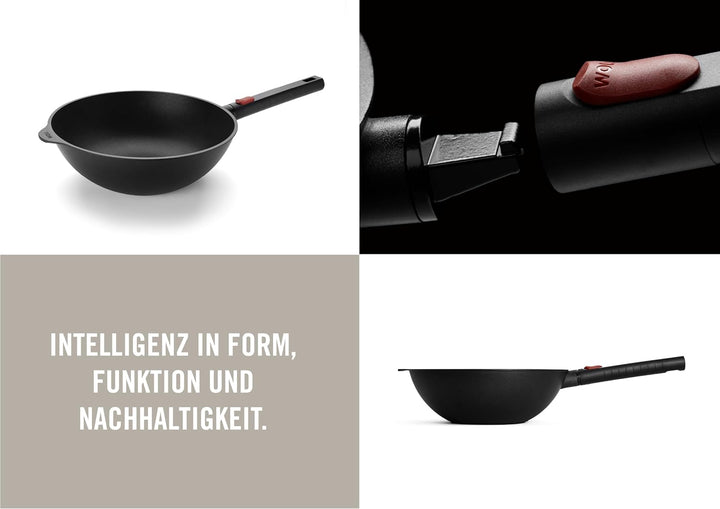 Woll Eco Logic QXR Wok- und Rührpfanne und Rührpfanne - Induktiv -, Ø 28 cm, 10 cm hoch, mit abnehmb