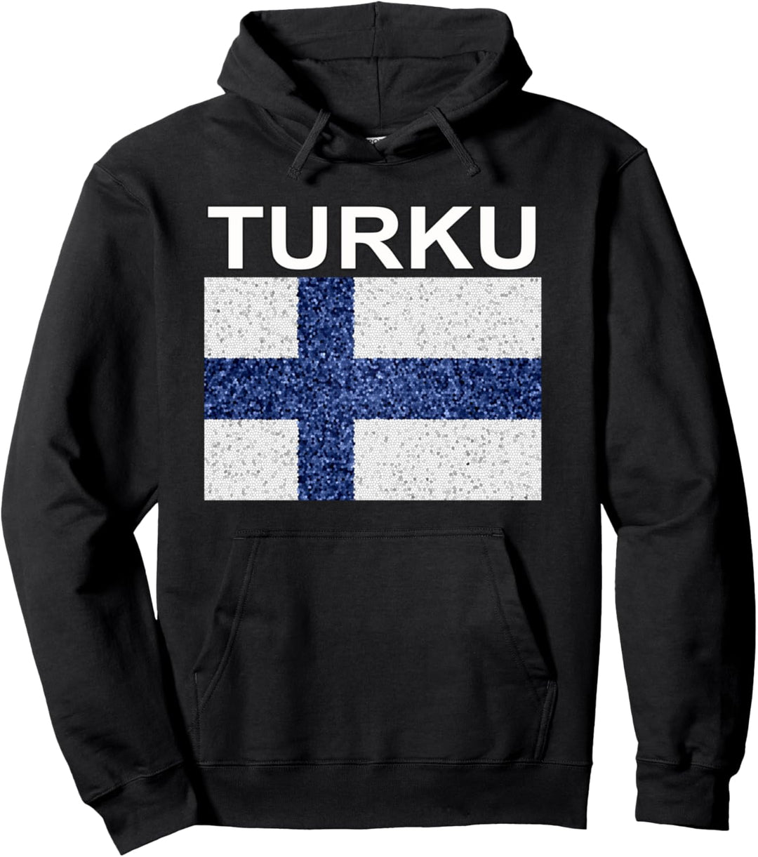 Flagge von Finnland mit der finnischen Stadt Turku Pullover Hoodie